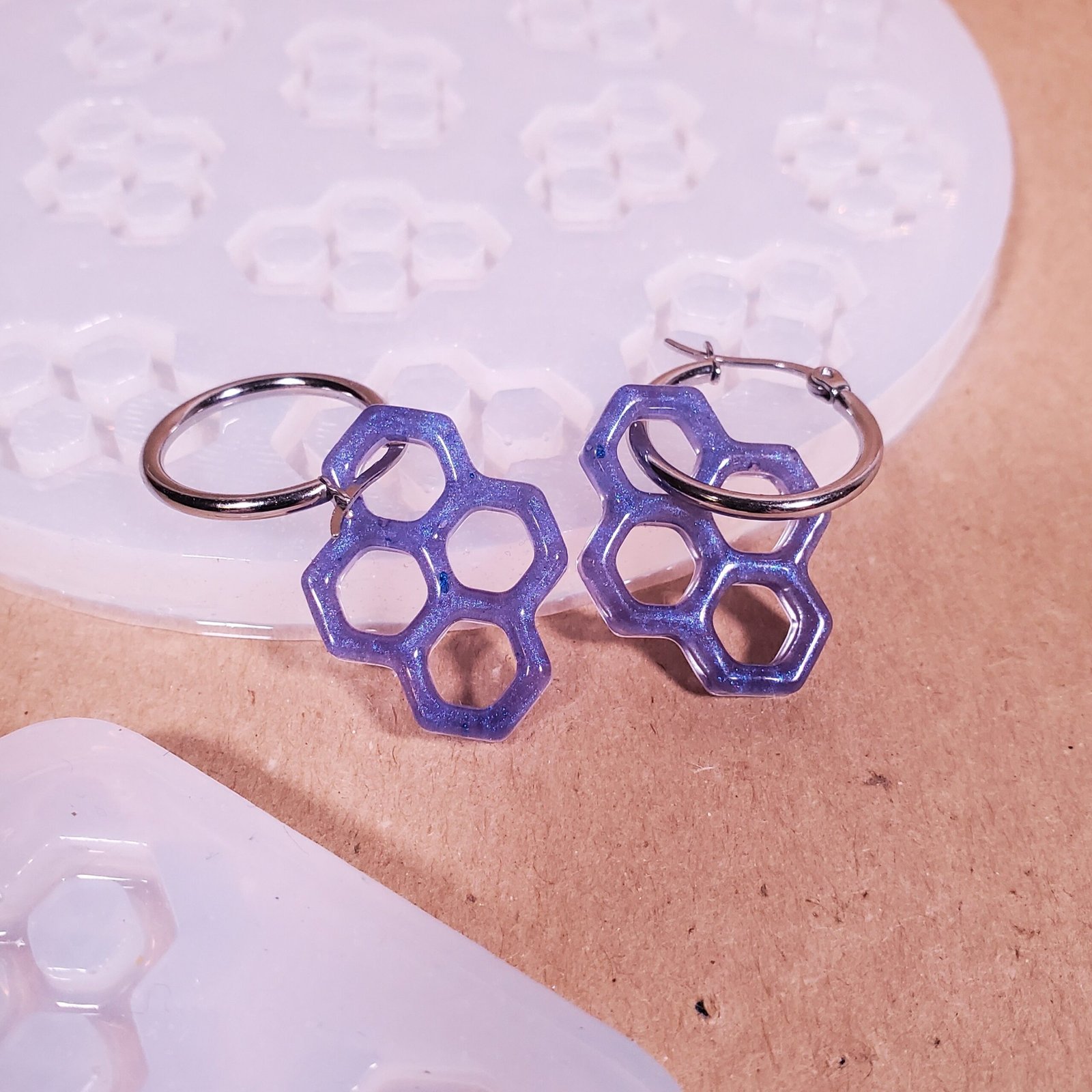 Moule à pampille - boucle d'oreille Alvéole